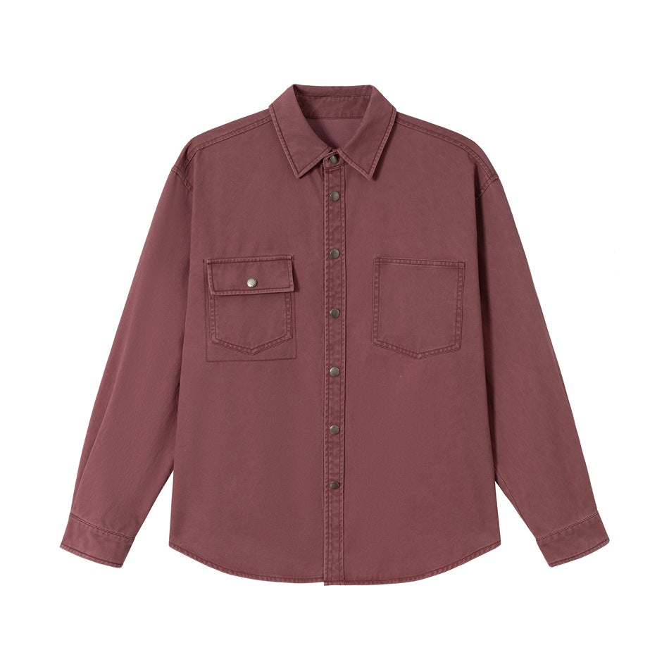 Damen Overshirt‑Hemdjacke aus gewaschenem Baumwoll‑Twill mit Druckknopfleiste und zwei Brusttaschen Nord Taschen