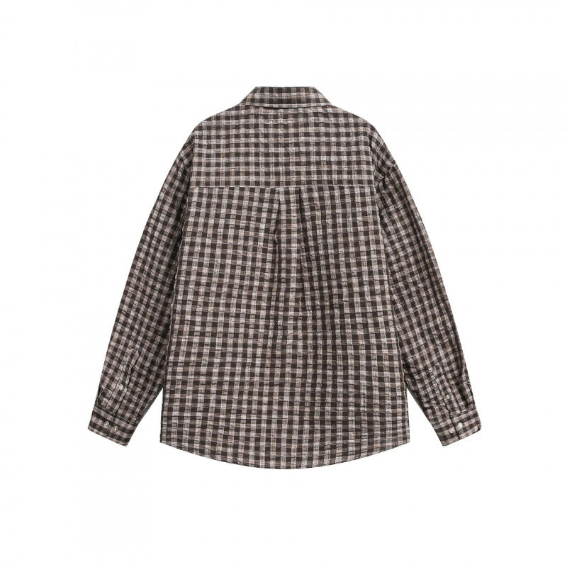 Unisex Oversize Hemd aus gebürstetem Flanell mit Karomuster und abgerundetem Saum Nord Taschen