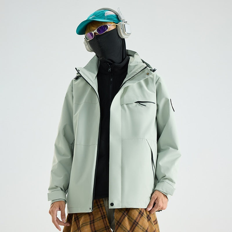 Herren Wasserdichte Outdoor-Softshelljacke mit Kapuze, hohem Stehkragen & Reißverschlusstaschen Nord Taschen