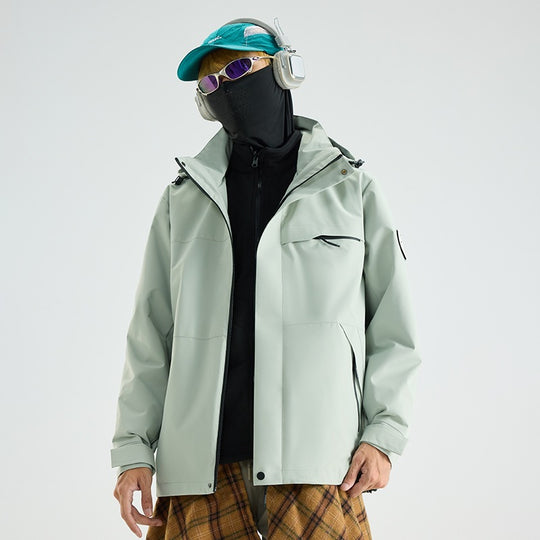 Herren Wasserdichte Outdoor-Softshelljacke mit Kapuze, hohem Stehkragen & Reißverschlusstaschen Nord Taschen