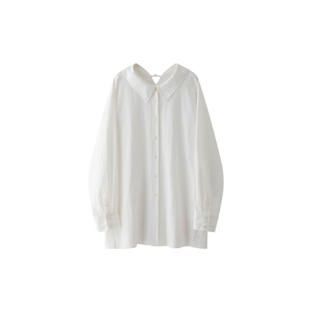 Damen Oversized Hemdblusenkleid mit verdeckter Knopfleiste und Ballonärmeln Nord Taschen