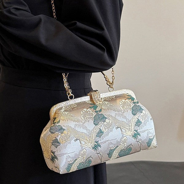 Damen Clutch mit filigranem Vogel-Motiv Nord Taschen