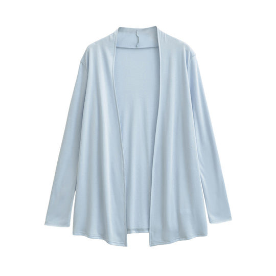 Damen Offener fließender Jersey-Cardigan mit Wasserfallkante Nord Taschen