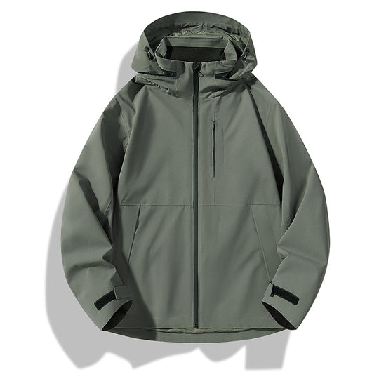 Herren Zweilagige wasserdichte Outdoorjacke mit Kapuze, Verschweißten Reißverschlüssen und Kontrastpaneelen Nord Taschen