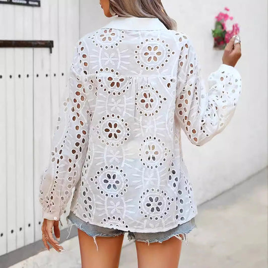 Damen Elegante Bluse mit Spitzenmuster