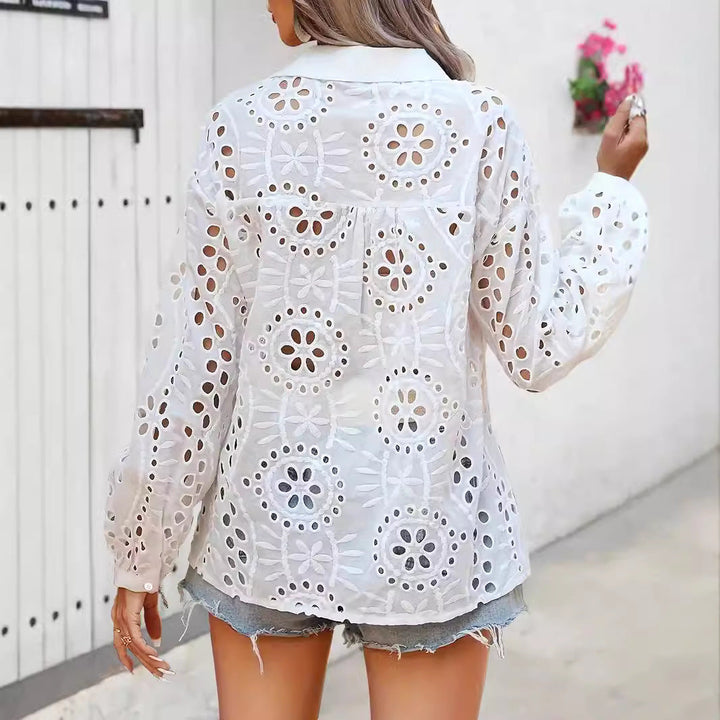 Damen Elegante Bluse mit Spitzenmuster