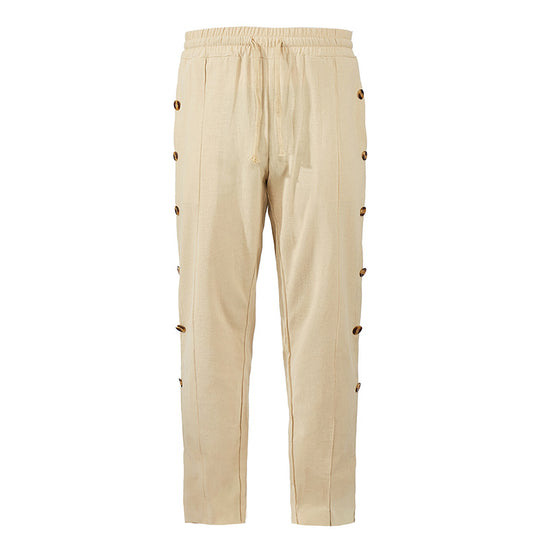 Herren Relaxed-Fit Freizeithose mit seitlichen Zierknopfleisten, elastischem Bund und Kordelzug Nord Taschen