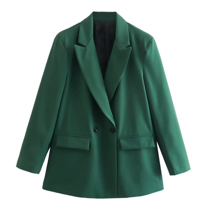 Damen 100+ geradliniger Longline Blazer mit Reverskragen, doppelreihiger Optik und Pattentaschen Nord Taschen