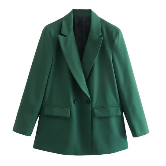 Damen 100+ geradliniger Longline Blazer mit Reverskragen, doppelreihiger Optik und Pattentaschen Nord Taschen