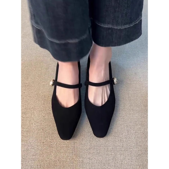Damen elegante Mary Jane Ballerinas mit modischem Riemenverschluss und schicker Schnallenapplikation