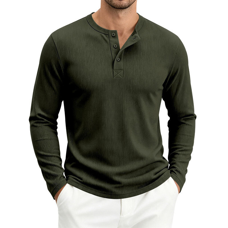 Herren Langärmeliges Waffelstrick-Henleyshirt mit Knopfleiste, thermoregulierend und schmaler Schnitt Nord Taschen
