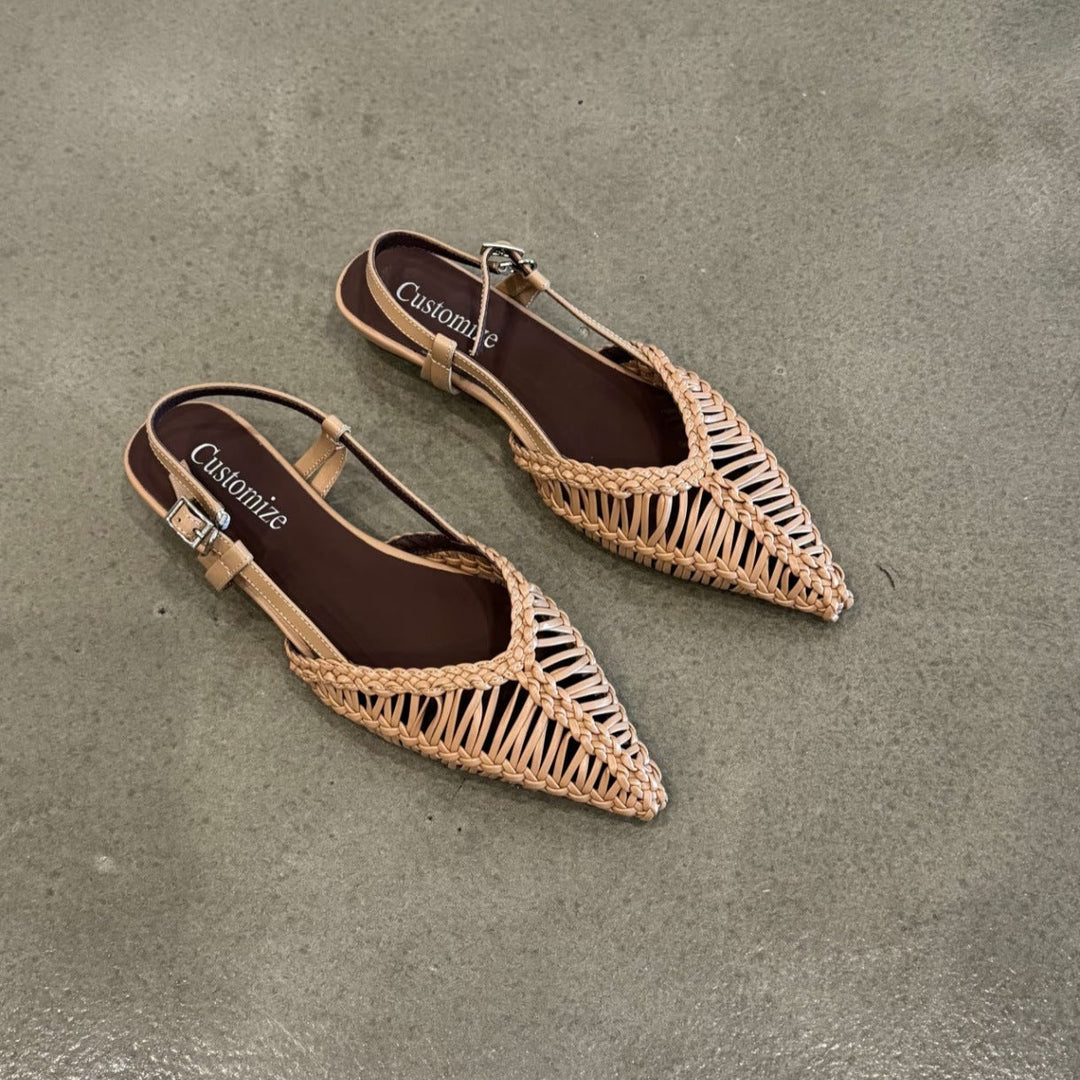Damen Slingback Sandalen mit raffiniertem geflochtenem Design und komfortablem Fußbett