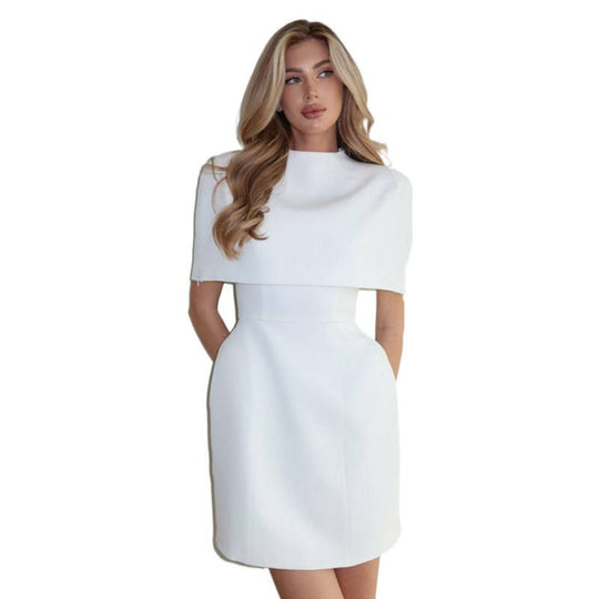 Damen Cape-Minikleid mit Stehkragen und taillierter Korsage Nord Taschen