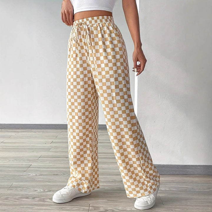 Damen Leichte Karohose im modischen Schnitt mit elastischem Bund