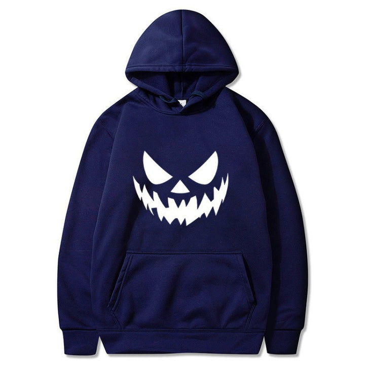 Unisex Kapuzenpullover mit gruseligem Kürbisgesicht-Print und Oversize Kängurutasche Nord Taschen