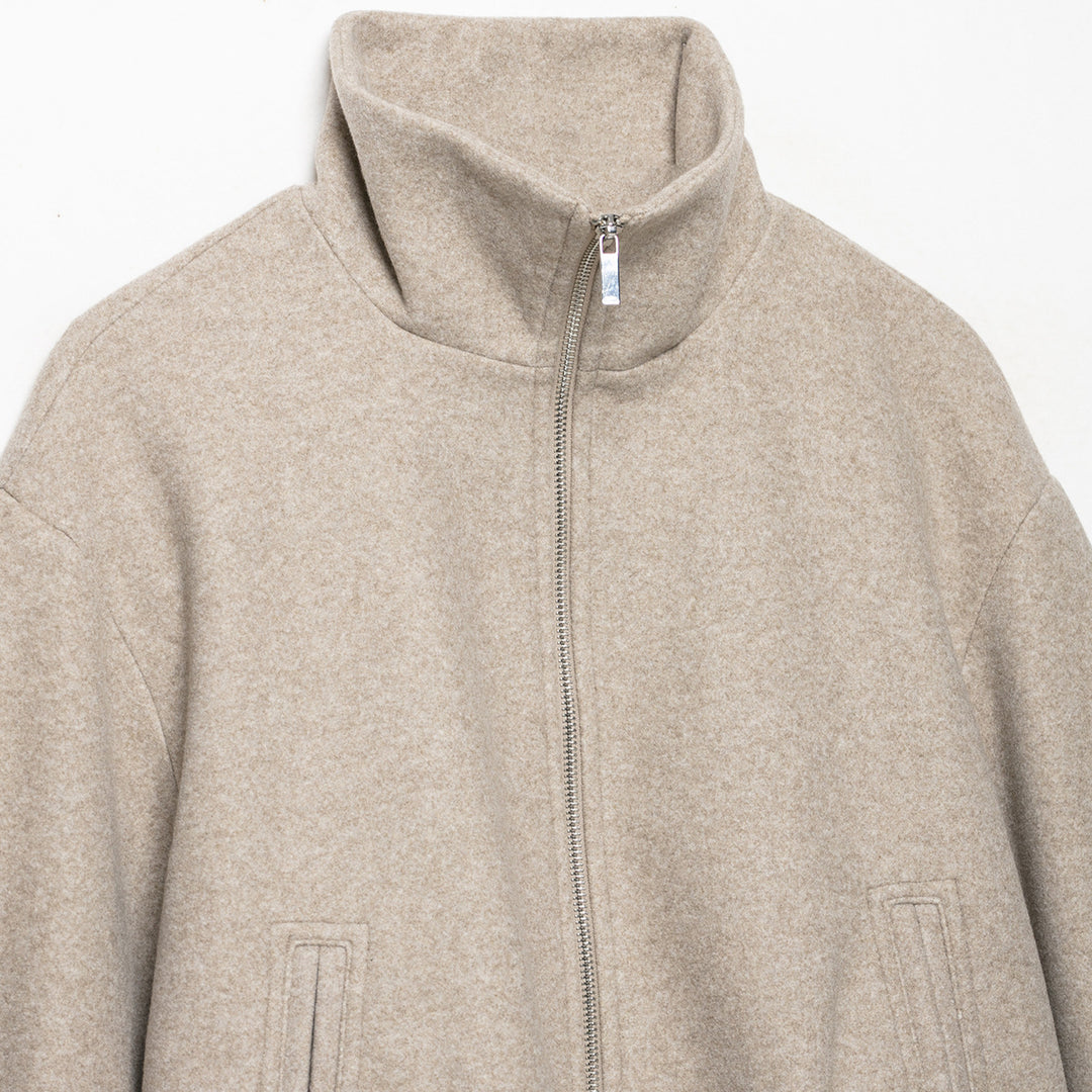 Damen Cropped Wollmix-Blousonjacke mit hohem Funnelkragen, Reißverschluss und gerafftem Saum Nord Taschen