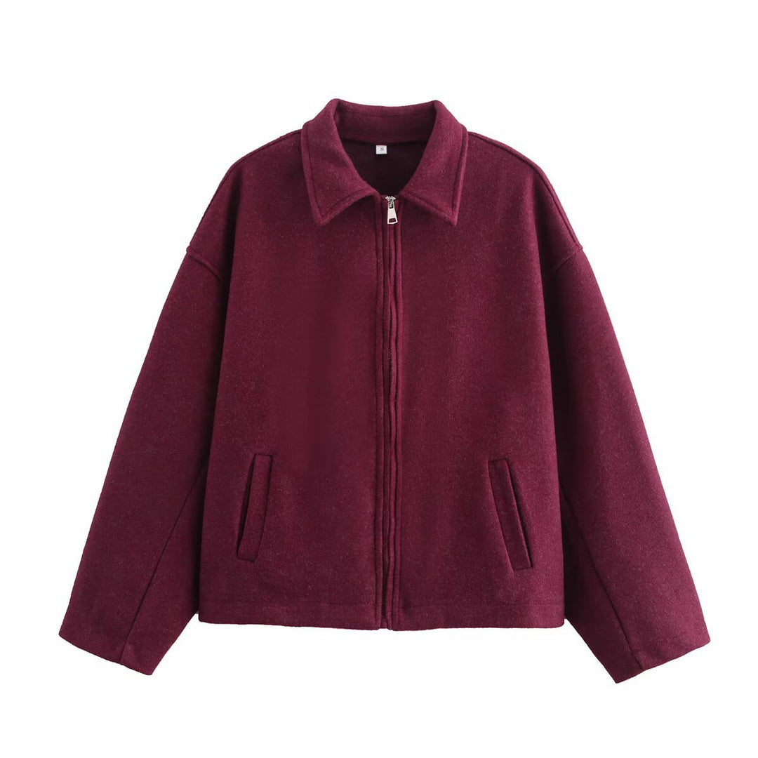 Damen 3100+ lässige kurze Fleece‑Blousonjacke im Boxy‑Cut mit Reißverschluss und Umlegekragen Nord Taschen