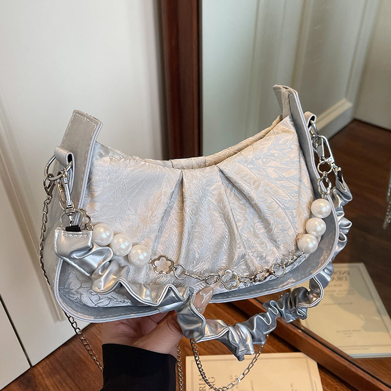Damen elegante Umhängetasche mit raffiniertem Perlenschmuck Nord Taschen