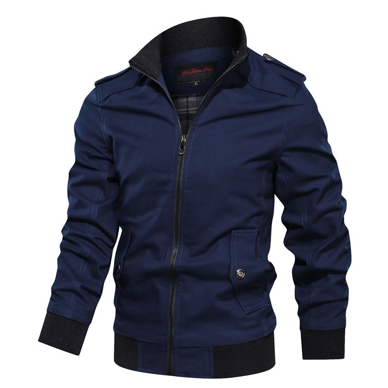 Herren  leichte Canvas-Urbanjacke im Bomberstil mit hochschließendem Rippenkragen und verdecktem Zwei-Wege-Reißverschluss Nord Taschen
