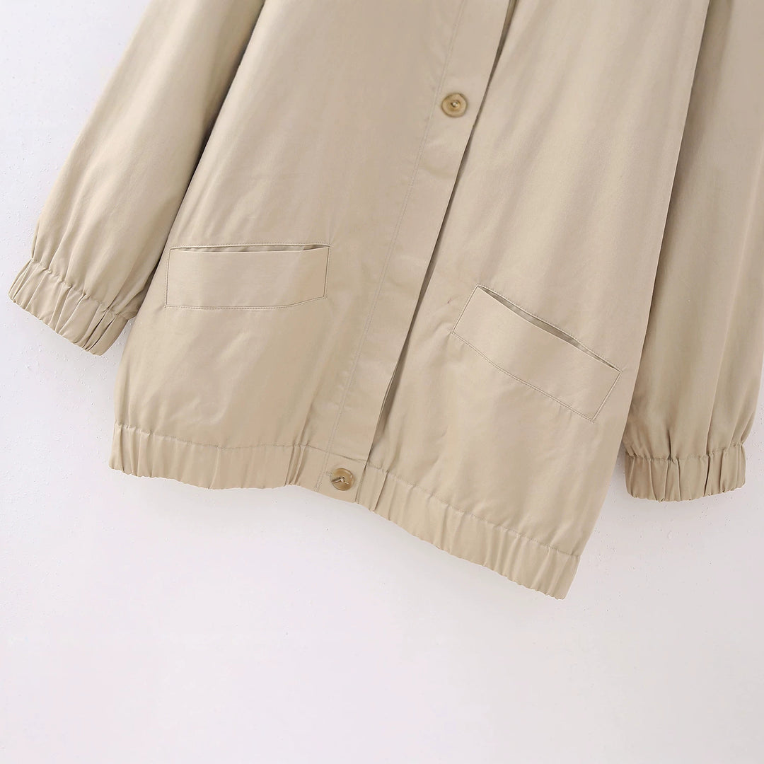 Damen Leichte Oversize-Übergangsjacke mit Hemdkragen und elastischem Saum Nord Taschen