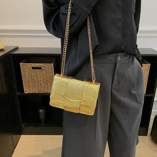 Damen Umhängetasche mit luxuriösem Krokodilleder-Prägungsdesign und stilvollem Kettenverschluss Nord Taschen