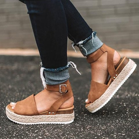 Damen Espadrille-Sandalen mit elegantem Schnallenverschluss und weichem Fußbett