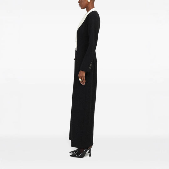 Damen Doppelreihiges Longblazer-Kleid mit taillierter Silhouette und Kontrastrevers Nord Taschen