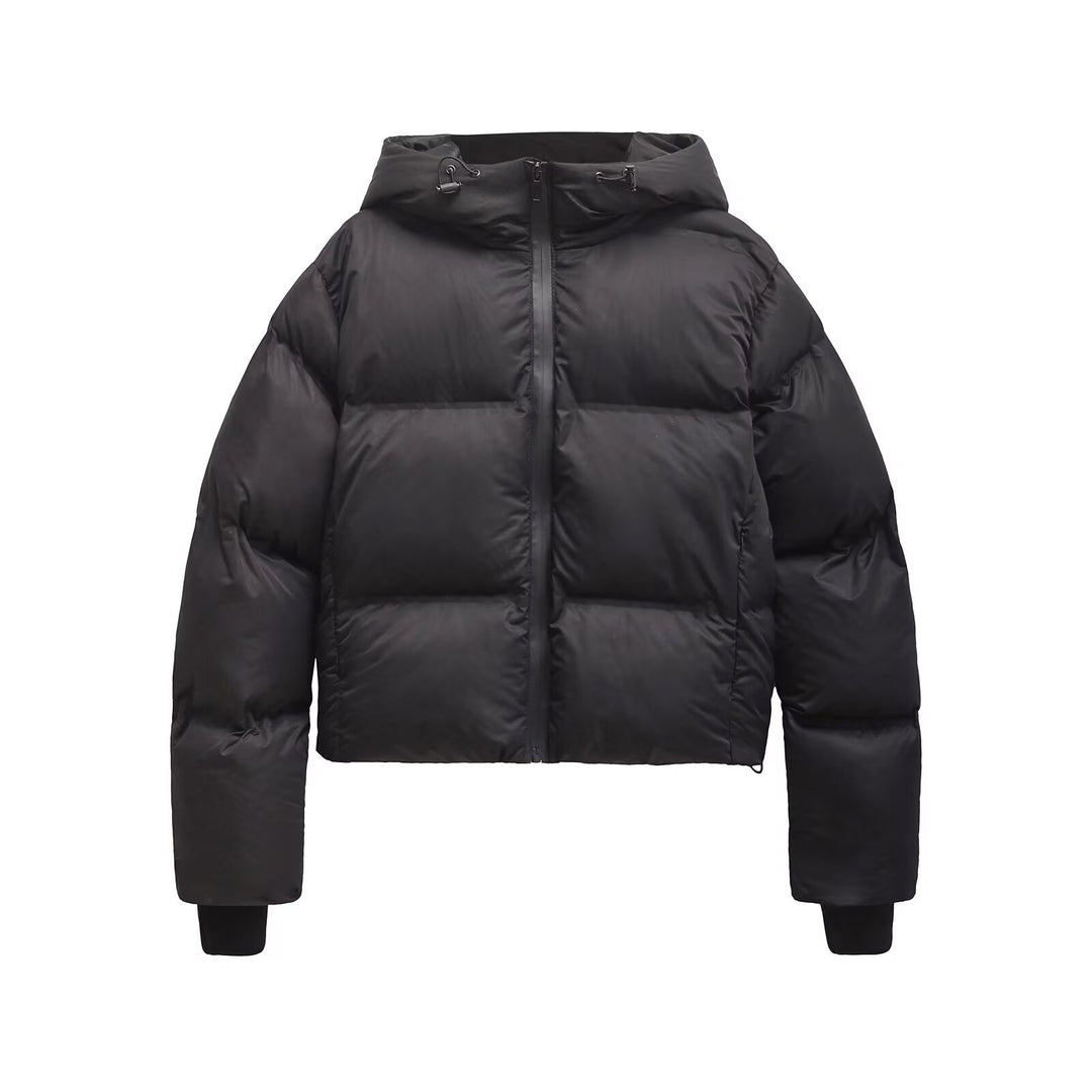 Damen Cropped Stepp-Parka mit Kapuze, wasserdichtem Reißverschluss und Rippbündchen Nord Taschen