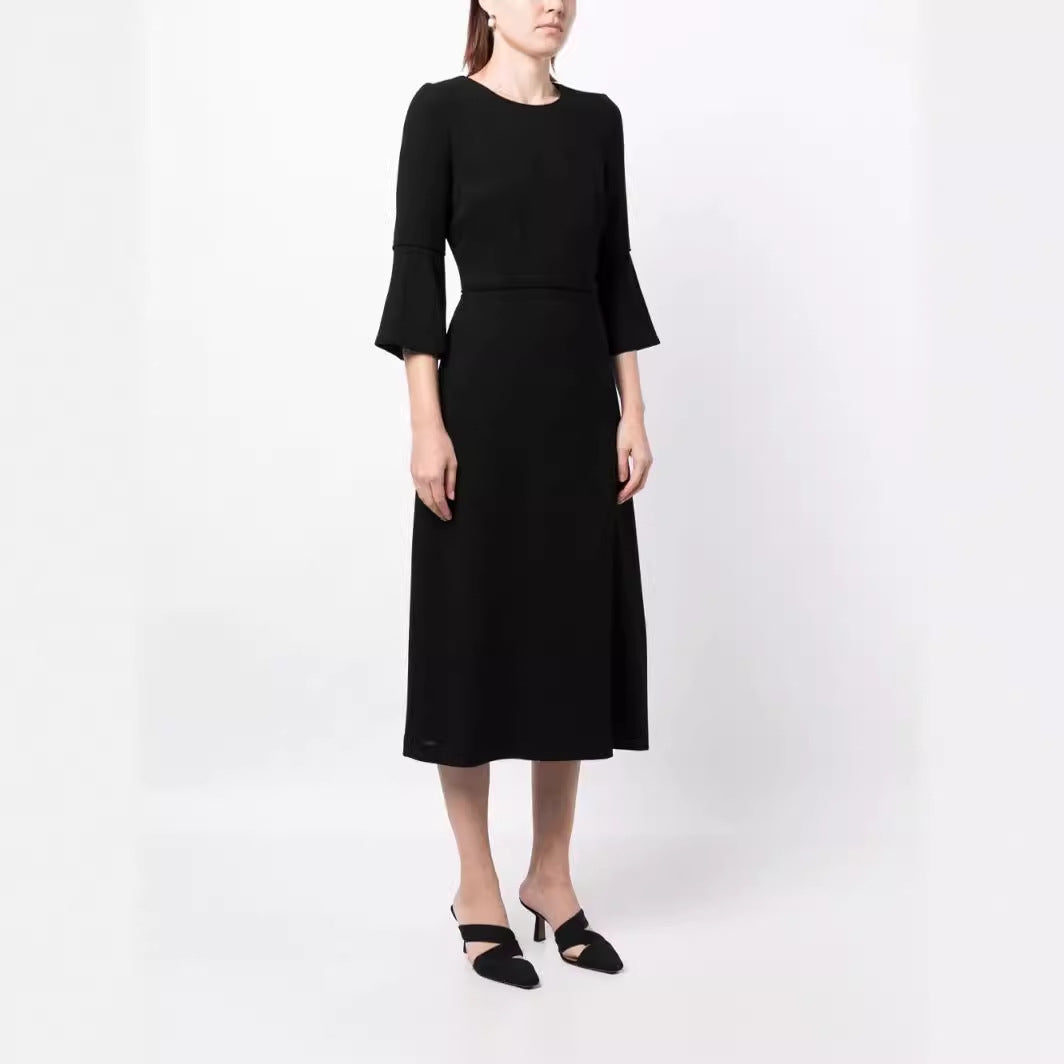 Damen Midikleid mit taillierter Silhouette und Trompetenärmeln Nord Taschen