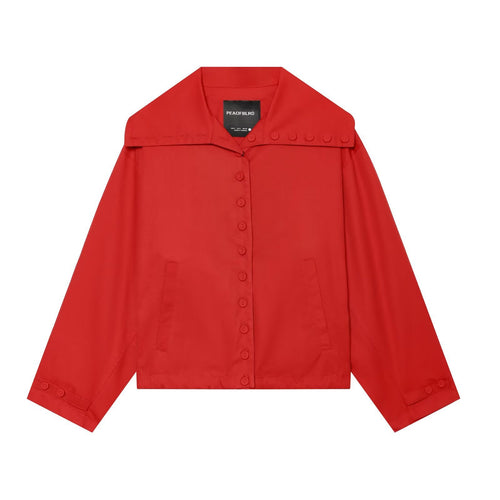 Damen Leichte Hemdjacke mit übergroßem Kragen, durchgehender Knopfleiste und aufgesetzten Taschen Nord Taschen