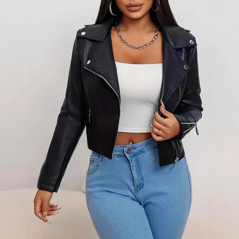 Damen Kunstleder Bikerjacke figurbetont geschnitten - Vittorelli
