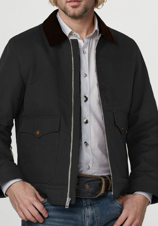 Herren robuste Canvas-Fieldjacke mit Cordkragen und aufgesetzten Pattentaschen Nord Taschen