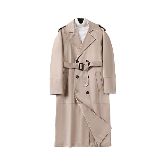 Herren Doppelreihiger Trenchcoat mit Taillengürtel und Schulterlaschen Nord Taschen