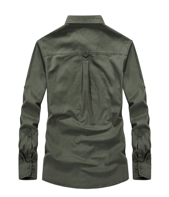 Herren Utility‑Field‑Hemdjacke mit Brustpattentaschen, Rollärmel und robustem Canvas Nord Taschen
