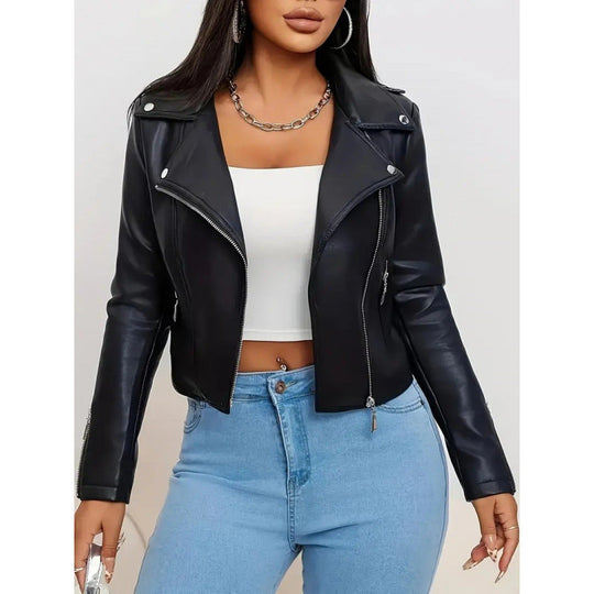 Damen Kunstleder Bikerjacke figurbetont geschnitten - Vittorelli