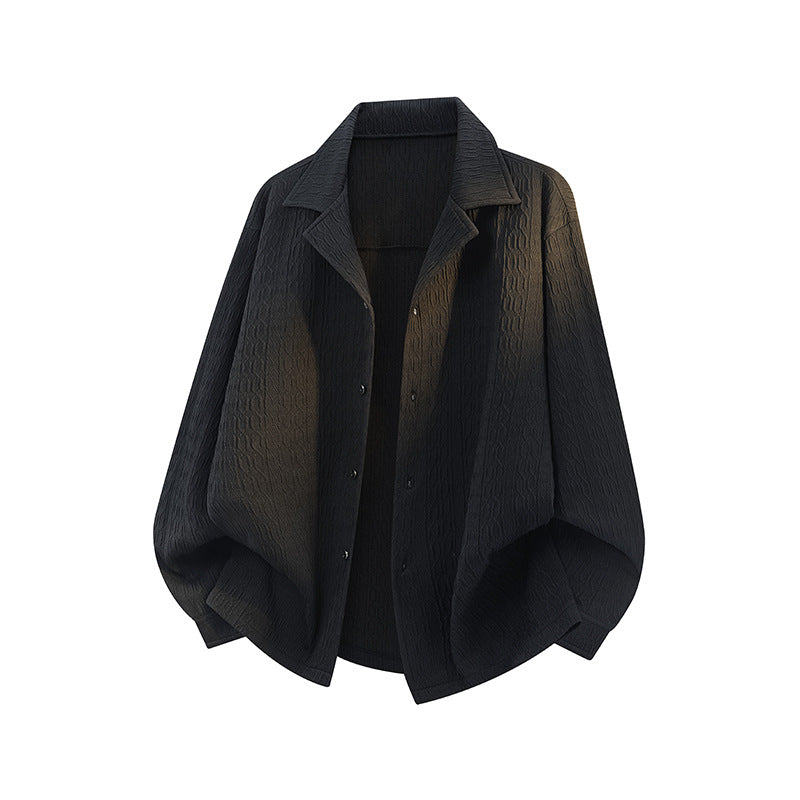 Damen Leicht strukturierte Oversize-Hemdjacke mit Reverskragen & Druckknopffront Nord Taschen