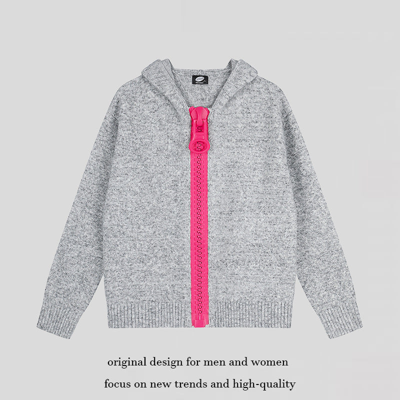 Damen Kapuzen-Strickjacke mit übergroßem Reißverschluss und softem Mohair-Mix Nord Taschen