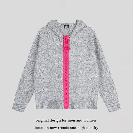 Damen Kapuzen-Strickjacke mit übergroßem Reißverschluss und softem Mohair-Mix Nord Taschen