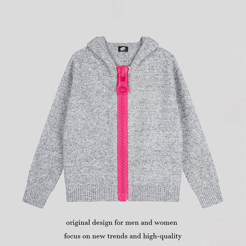 Damen Kapuzen-Strickjacke mit übergroßem Reißverschluss und softem Mohair-Mix Nord Taschen