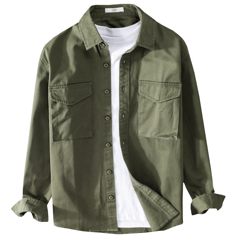 Herren Robustem Baumwoll-Twill Overshirt mit aufgesetzten Brusttaschen und Relaxed-Fit Nord Taschen