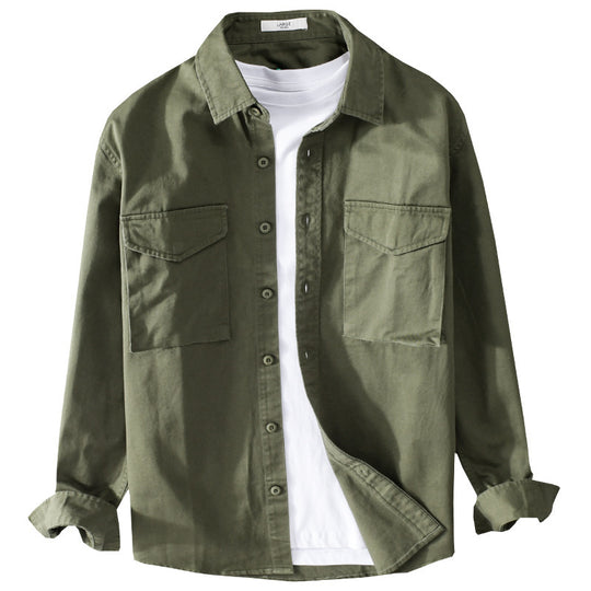 Herren Robustem Baumwoll-Twill Overshirt mit aufgesetzten Brusttaschen und Relaxed-Fit Nord Taschen
