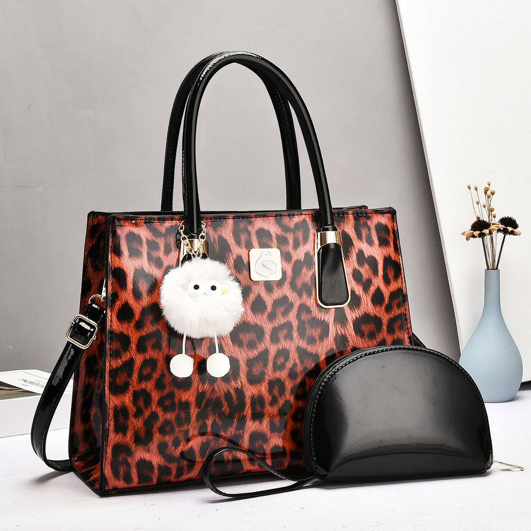 Damen Handtasche mit elegantem Leopardenmuster und abnehmbarer Clutch Nord Taschen