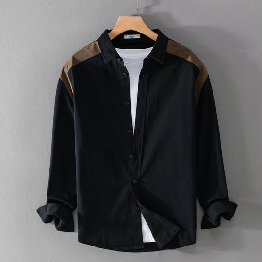 Herren Overshirt mit Kontrastpasse und lockerem Schnitt aus Baumwollmix Nord Taschen