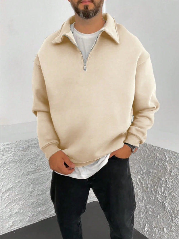Herren Oversize Halbzip-Sweatshirt mit aufgestelltem Kragen Nord Taschen