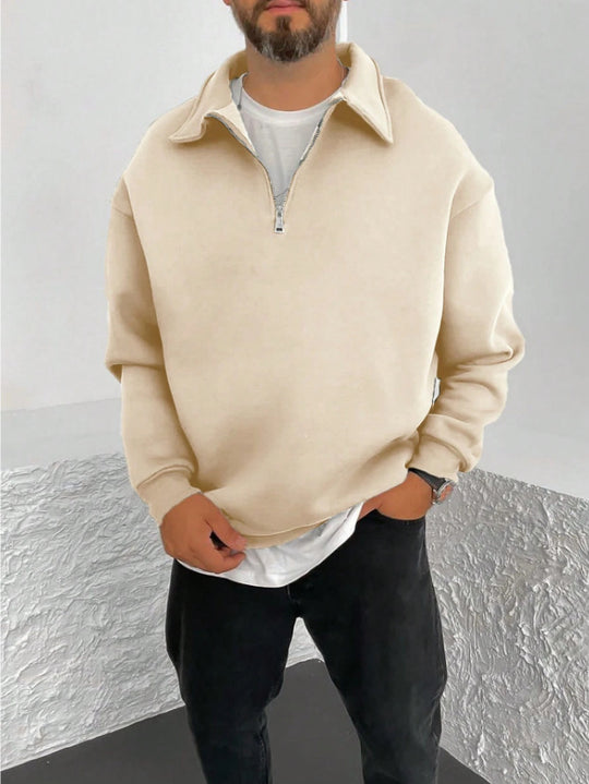 Herren Oversize Halbzip-Sweatshirt mit aufgestelltem Kragen Nord Taschen