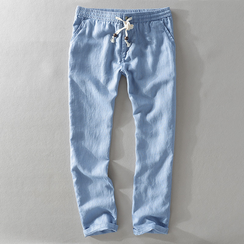 Damen Leinenhose mit elastischem Bund, Tunnelzug und geradem Bein Nord Taschen