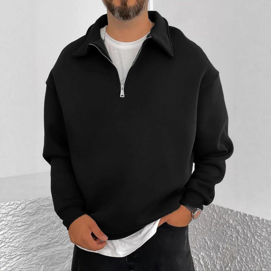Herren Oversize Halbzip-Sweatshirt mit aufgestelltem Kragen Nord Taschen