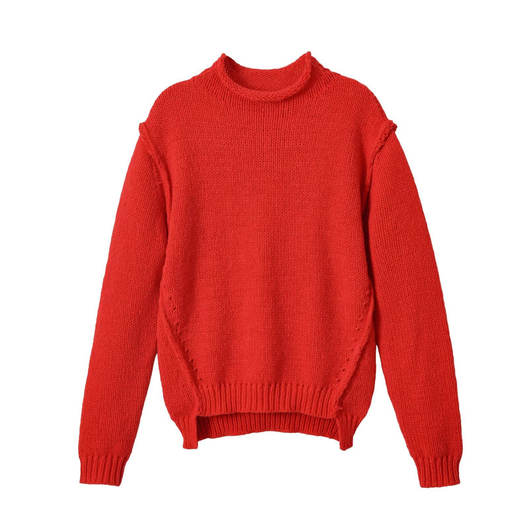 Damen Grobgestrickter Oversize-Pullover mit kurzem Stehkragen und Zierknotendetail Nord Taschen