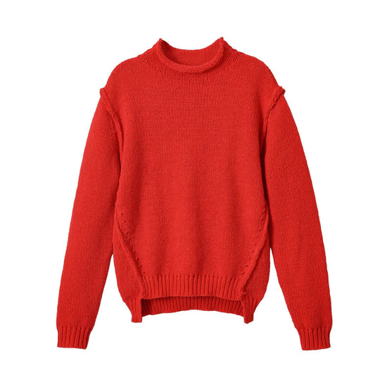 Damen Grobgestrickter Oversize-Pullover mit kurzem Stehkragen und Zierknotendetail Nord Taschen