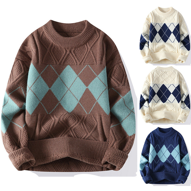 Herren Strickpullover mit diamantförmigem Muster Nord Taschen
